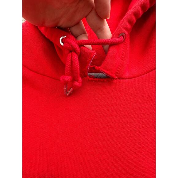 Nike Men’s Pullover Hoodie Classic Red Fuzzy Retro Carpet Swoosh Logo Size XL - Picture 3 of 5